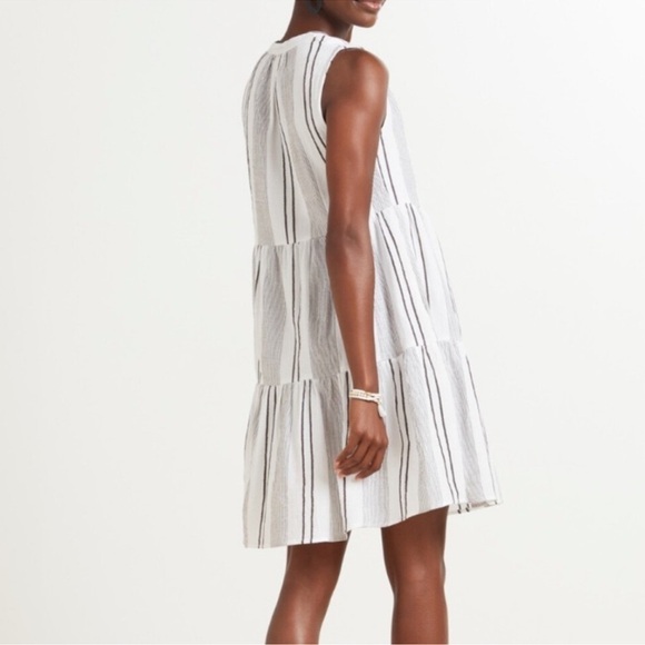 Sundry For Evereve The Everyday Dress Stripe Tiered Gauzy Cotton Size Small - Picture 2 of 13